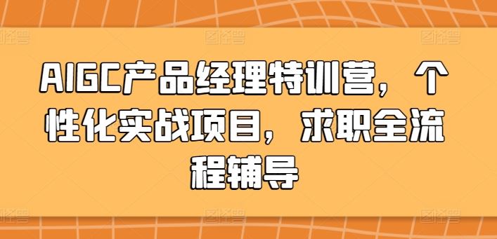 AIGC产品经理特训营，个性化实战项目，求职全流程辅导-耐玩网创