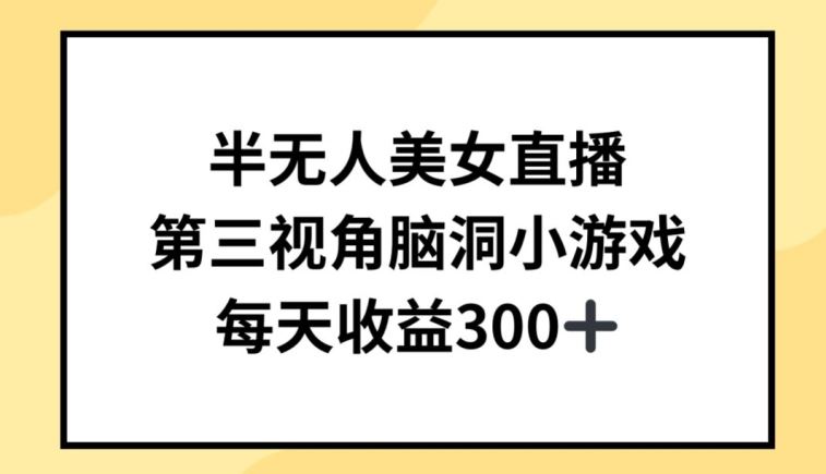 半无人美女直播，第三视角脑洞小游戏，每天收益300+【揭秘】-耐玩网创