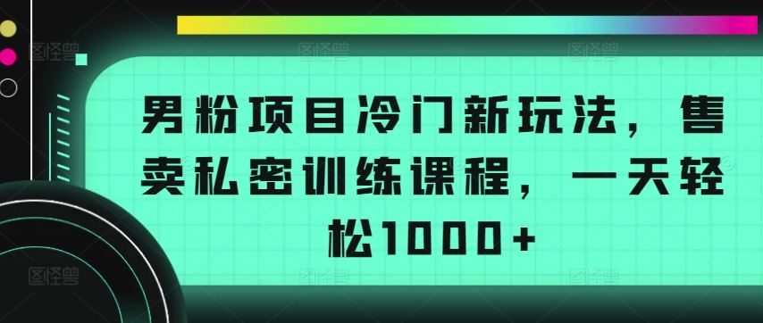 男粉项目冷门新玩法，售卖私密训练课程，一天轻松1000+【揭秘】-耐玩网创