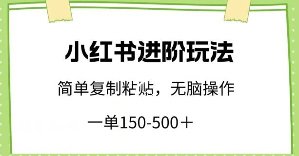 小红书进阶玩法，一单150-500+，简单复制粘贴，小白也能轻松上手【揭秘】-耐玩网创