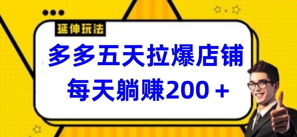 多多五天拉爆店铺，每天躺赚200+【揭秘】-耐玩网创