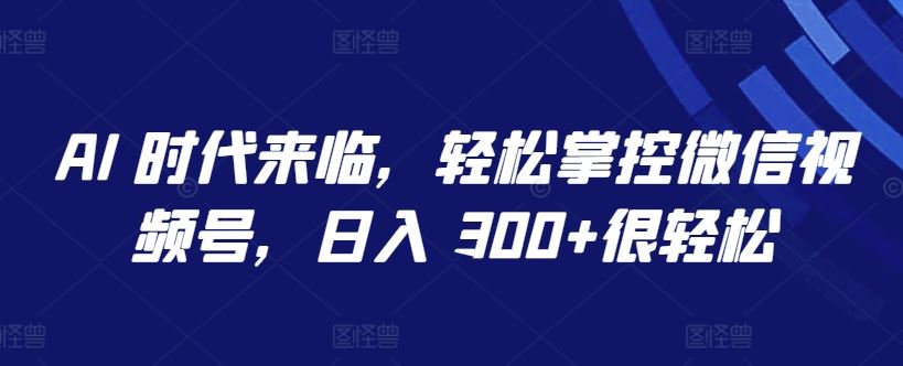 AI 时代来临，轻松掌控微信视频号，日入 300+很轻松【揭秘】-耐玩网创