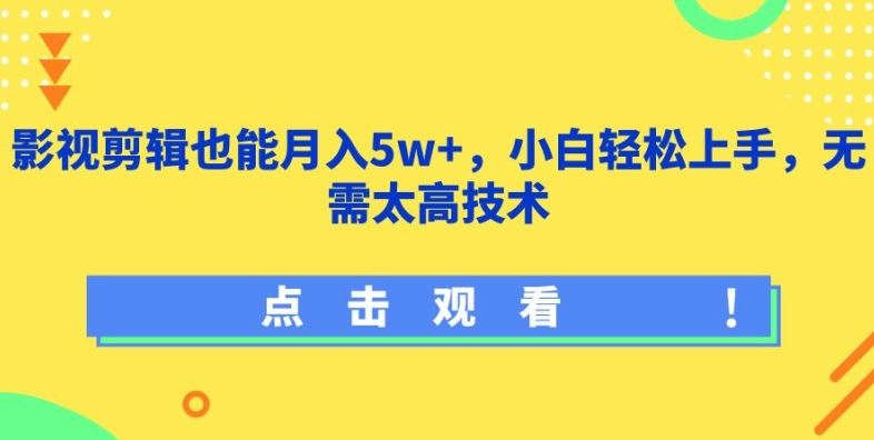 影视剪辑也能月入5w+，小白轻松上手，无需太高技术【揭秘】-耐玩网创