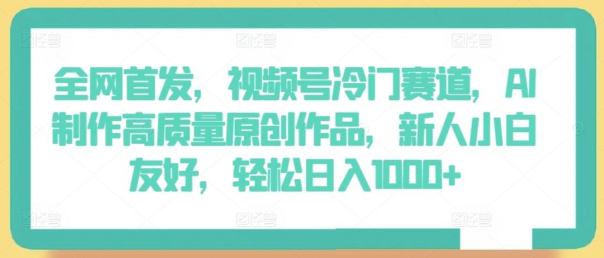 全网首发，视频号冷门赛道，AI制作高质量原创作品，新人小白友好，轻松日入1000+【揭秘】-耐玩网创