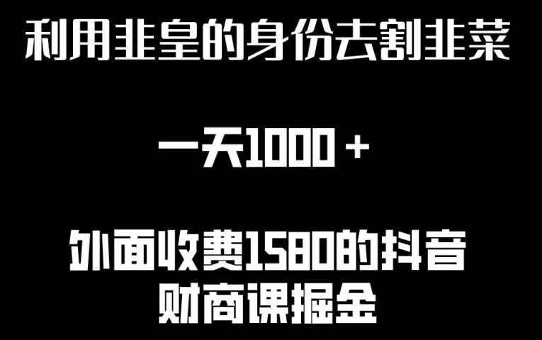 利用非皇的身份去割韭菜，一天1000+(附详细资源)【揭秘】-耐玩网创