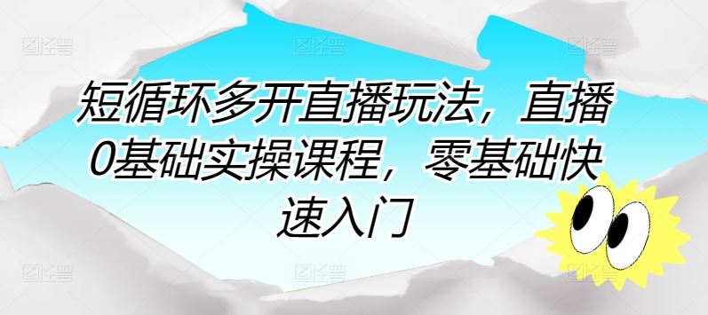 短循环多开直播玩法，直播0基础实操课程，零基础快速入门-耐玩网创