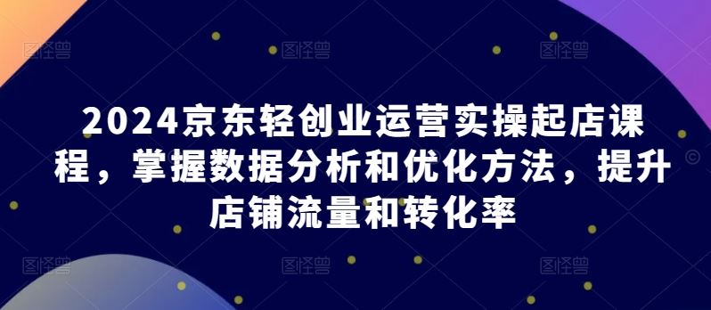 2024京东轻创业运营实操起店课程，掌握数据分析和优化方法，提升店铺流量和转化率-耐玩网创