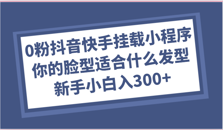 0粉抖音快手挂载小程序，你的脸型适合什么发型玩法，新手小白日入300+-耐玩网创