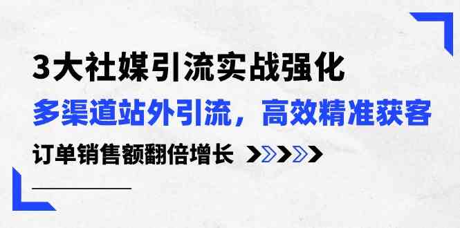 3大社媒引流实操强化，多渠道站外引流/高效精准获客/订单销售额翻倍增长-耐玩网创