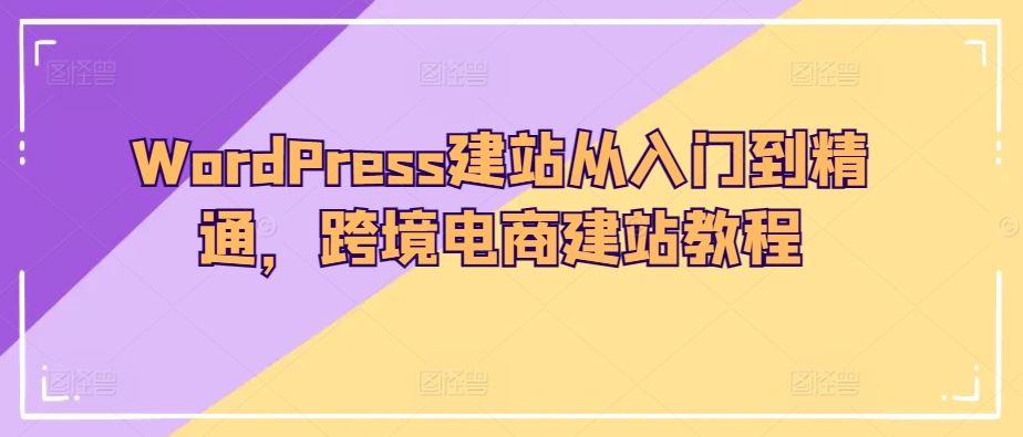 WordPress建站从入门到精通，跨境电商建站教程-耐玩网创