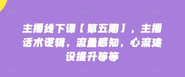 主播线下课【第五期】，主播话术逻辑，流量感知，心流建设提升等等-耐玩网创