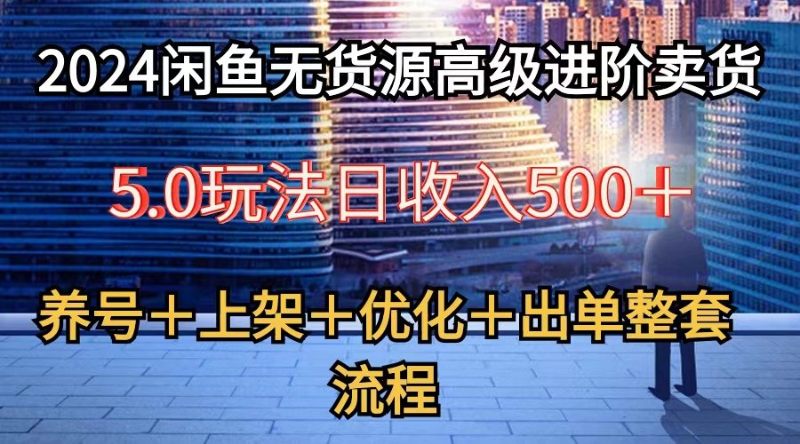 2024闲鱼无货源高级进阶卖货5.0，养号＋选品＋上架＋优化＋出单整套流程-耐玩网创