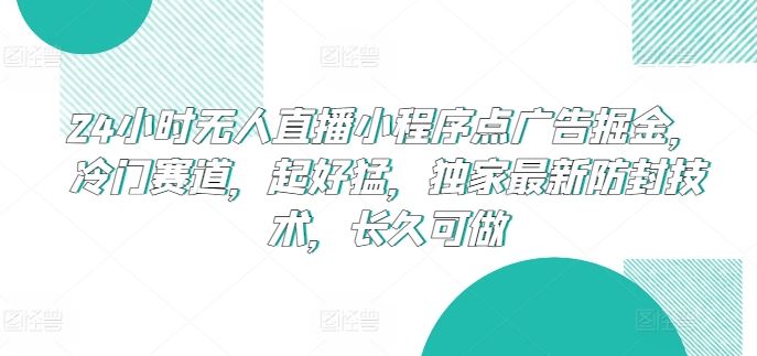 24小时无人直播小程序点广告掘金，冷门赛道，起好猛，独家最新防封技术，长久可做【揭秘】-耐玩网创