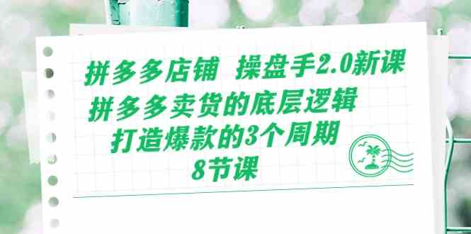 拼多多店铺操盘手2.0新课，拼多多卖货的底层逻辑，打造爆款的3个周期（8节）-耐玩网创
