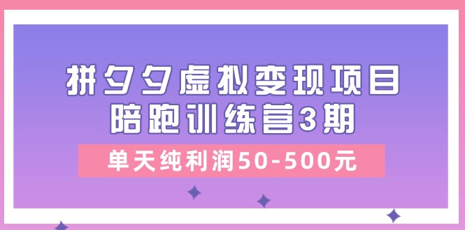 黄岛主《拼夕夕虚拟变现项目陪跑训练营3期》单天纯利润50-500元-耐玩网创