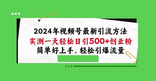 2024年视频号最新引流方法，实测一天轻松日引100+创业粉，简单好上手，轻松引爆流量【揭秘】-耐玩网创