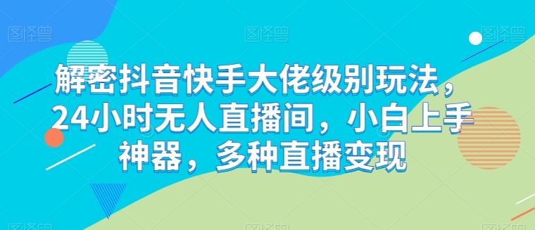 解密抖音快手大佬级别玩法，24小时无人直播间，小白上手神器，多种直播变现【揭秘】-耐玩网创