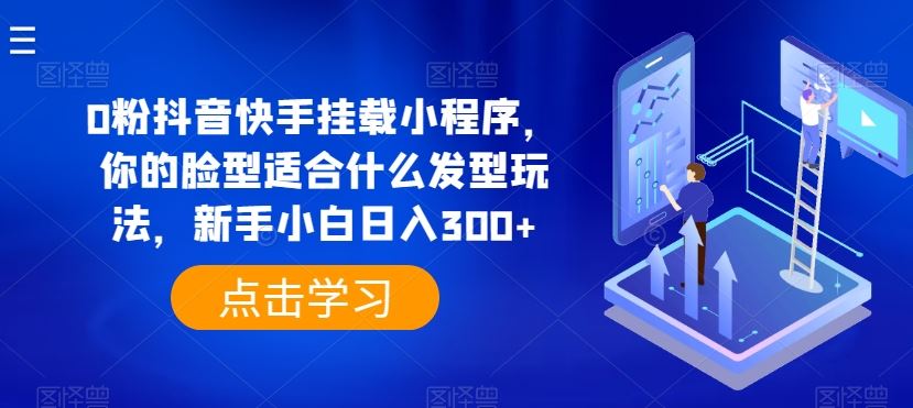 0粉抖音快手挂载小程序，你的脸型适合什么发型玩法，新手小白日入300+【揭秘】-耐玩网创