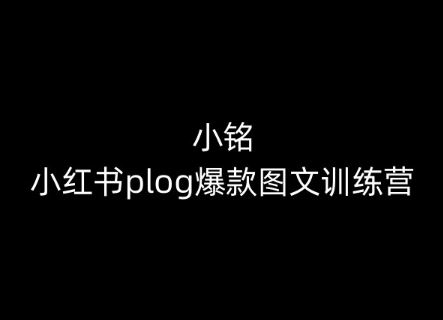 小铭-小红书plog爆款图文训练营，教你从0-1做小红书-耐玩网创