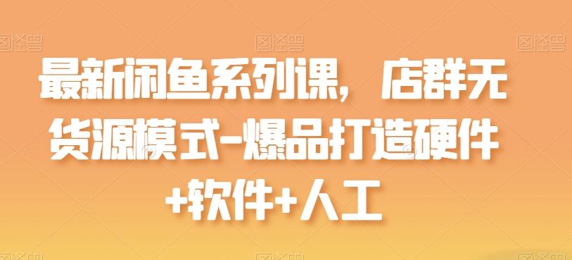 最新闲鱼系列课，店群无货源模式-爆品打造硬件+软件+人工-耐玩网创