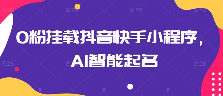 0粉挂载抖音快手小程序，AI智能起名-耐玩网创