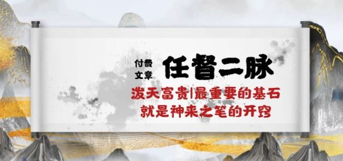 某付费文章《任督 二脉 泼天富贵|最重要的基石 就是神来之笔的开窍|万字》-耐玩网创