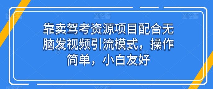 靠卖驾考资源项目配合无脑发视频引流模式，操作简单，小白友好【揭秘】-耐玩网创