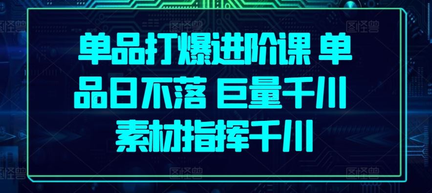 单品打爆进阶课 单品日不落 巨量千川 素材指挥千川-耐玩网创
