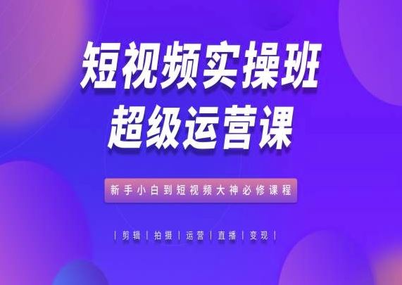 短视频实操班超级运营课，新手小白到短视频大神必修课程-耐玩网创