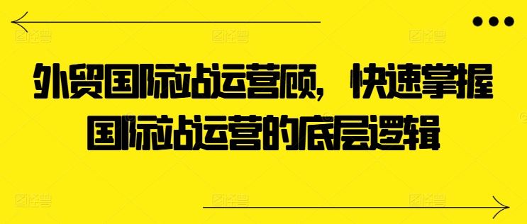 外贸国际站运营顾问，快速掌握国际站运营的底层逻辑-耐玩网创