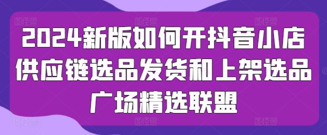 2024新版如何开抖音小店供应链选品发货和上架选品广场精选联盟-耐玩网创