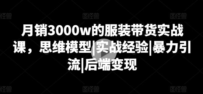 月销3000w的服装带货实战课，思维模型|实战经验|暴力引流|后端变现-耐玩网创