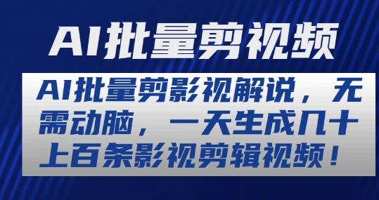 AI批量剪影视解说，无需动脑，一天生成几十上百条影视剪辑视频【揭秘】-耐玩网创