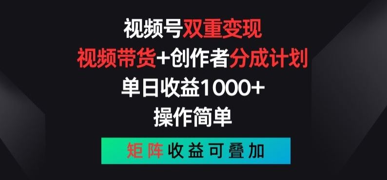 视频号双重变现，视频带货+创作者分成计划 , 操作简单，矩阵收益叠加【揭秘】-耐玩网创