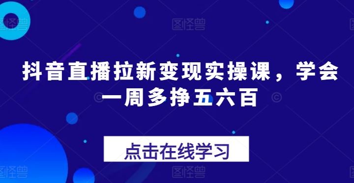 抖音直播拉新变现实操课，学会一周多挣五六百-耐玩网创