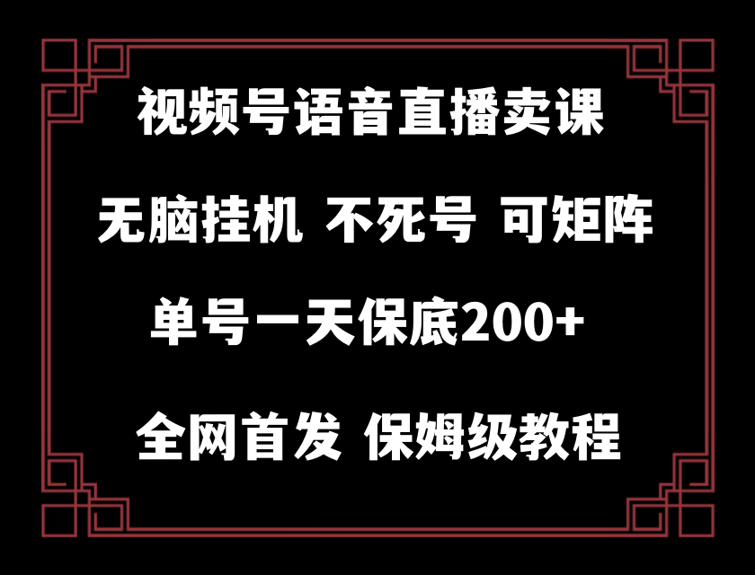 （8214期）视频号纯无人挂机直播 手机就能做，轻松一天200+-耐玩网创