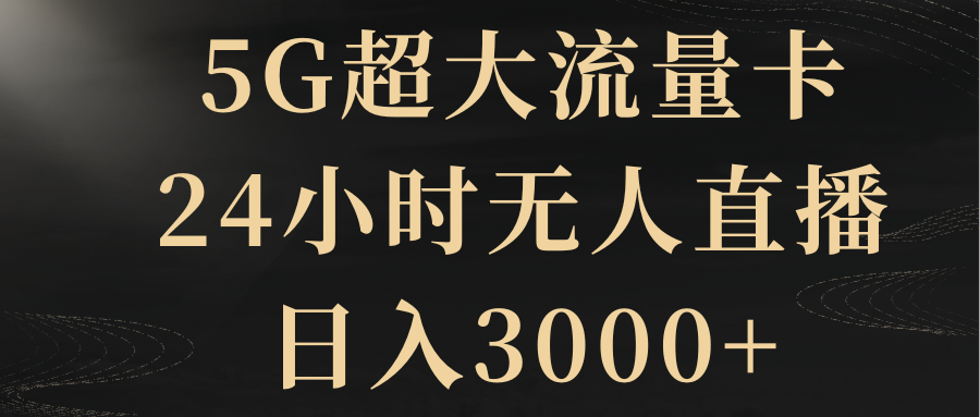（8304期）5G超大流量卡，24小时无人直播，日入3000+-耐玩网创