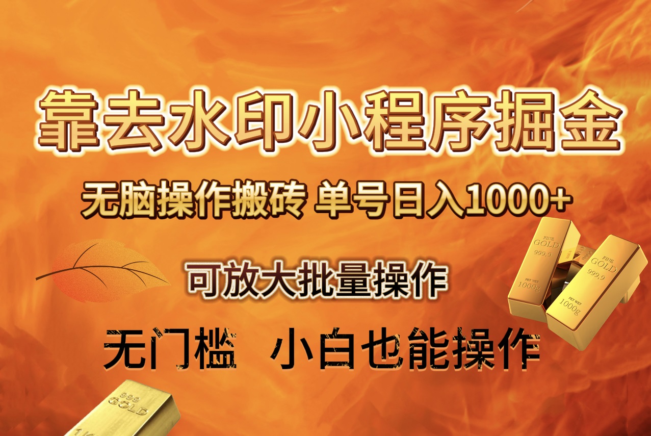 （8339期）去水印小程序+拼多多 无脑搬砖 ，单号日入1000+ 保姆级教程 可放大批量操作-耐玩网创