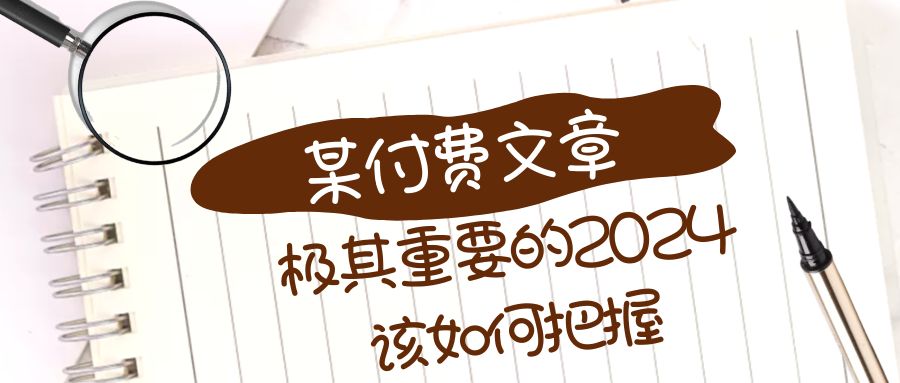 （8367期）极其重要的2024该如何把握？【某公众号付费文章】-耐玩网创