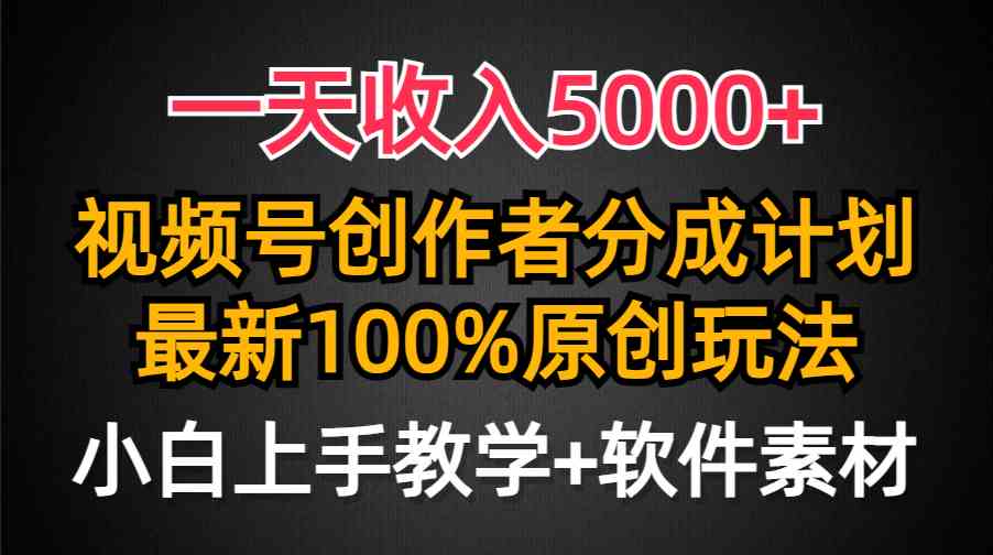 （9599期）一天收入5000+，视频号创作者分成计划，最新100%原创玩法，小白也可以轻…-耐玩网创