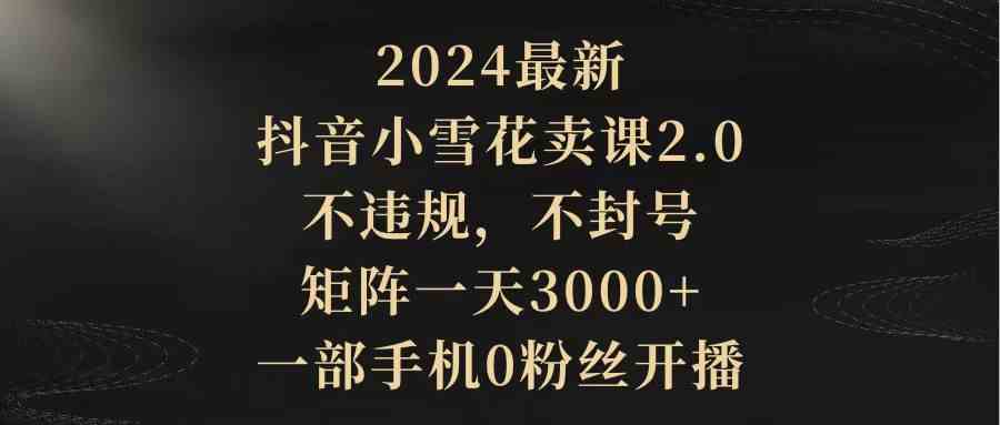 （9639期）2024最新抖音小雪花卖课2.0 不违规 不封号 矩阵一天3000+一部手机0粉丝开播-耐玩网创