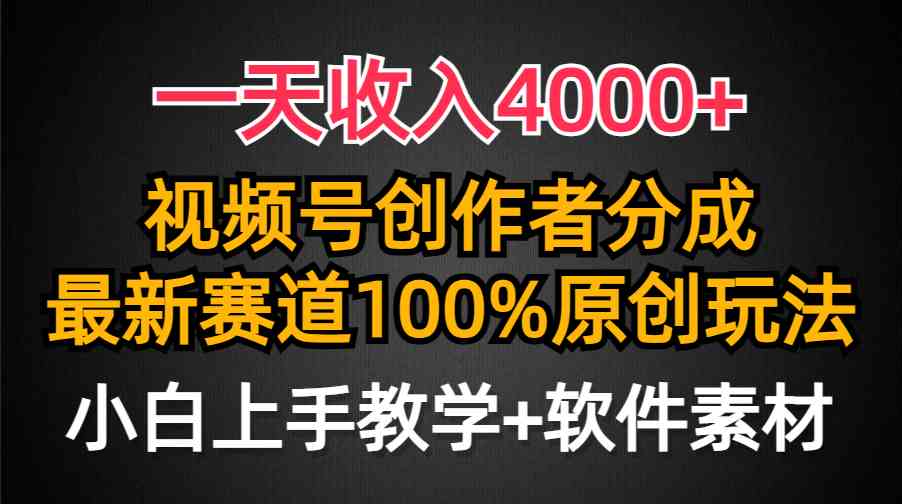 （9694期）一天收入4000+，视频号创作者分成，最新赛道100%原创玩法，小白也可以轻…-耐玩网创