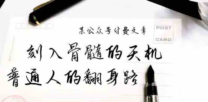 （9807期）某公众号付费文章：刻入骨髓的天机，揭露“普通人的翻身路” 这件通天大事-耐玩网创