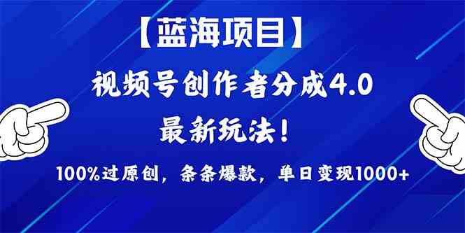 （9777期）2024蓝海项目视频号，最新方法， 100%过原创，条条爆款，单日变现1K+，…-耐玩网创