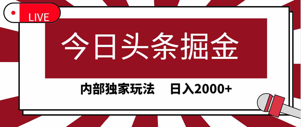 （9832期）今日头条掘金，30秒一篇文章，内部独家玩法，日入2000+-耐玩网创