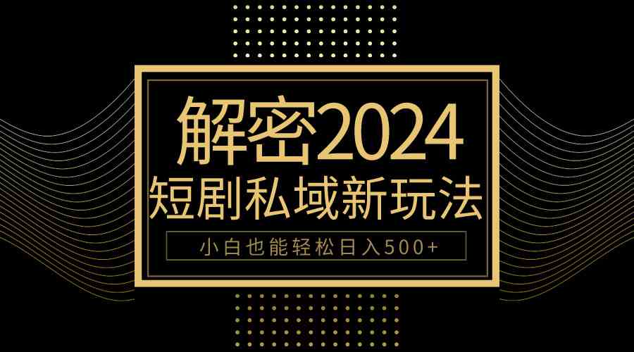 （9951期）10分钟教会你2024玩转短剧私域变现，小白也能轻松日入500+-耐玩网创