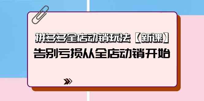 （9974期）拼多多全店动销玩法【新课】，告别亏损从全店动销开始（4节视频课）-耐玩网创