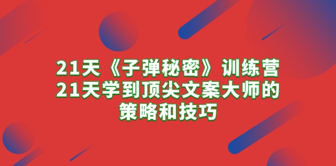 （10210期）21天《子弹秘密》训练营，21天学到顶尖文案大师的策略和技巧-耐玩网创