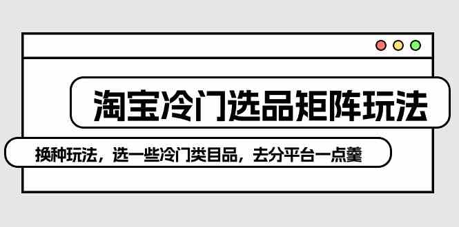 （10159期）淘宝冷门选品矩阵玩法：换种玩法，选一些冷门类目品，去分平台一点羹-耐玩网创