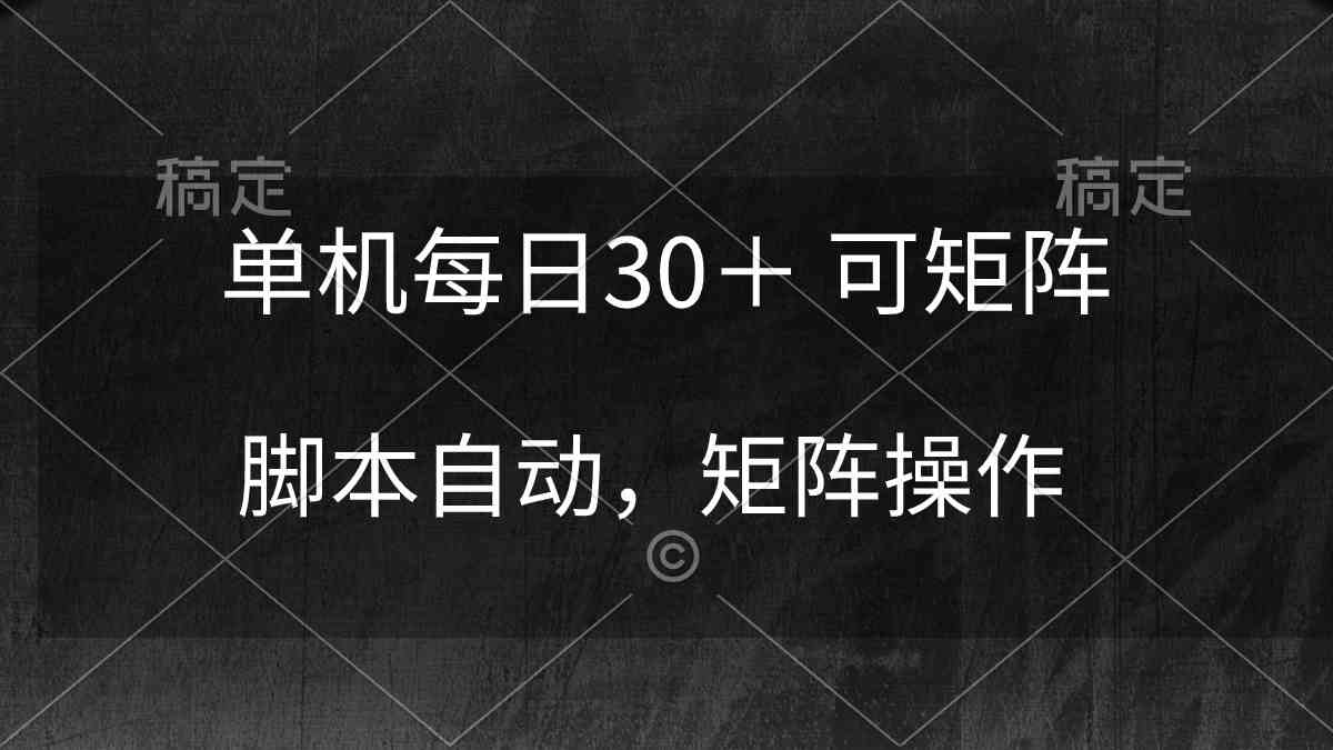 （10100期）单机每日30＋ 可矩阵，脚本自动 稳定躺赚-耐玩网创